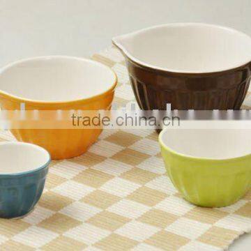 4pcs stoneware measuring cup with two-tone colour