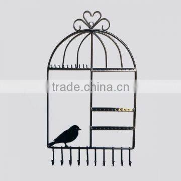 Metal wall hanging jewelry display shelf