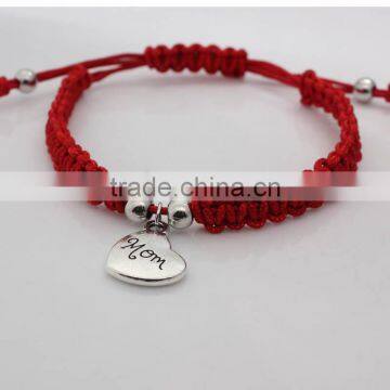 Heart Charm Red Cord Handwoven Bracelet Red Luck Friendship Bracelet Best Mother's Day Bracelet Gifts photo-2
