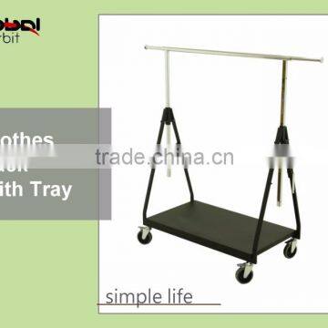 Heavy Duty Metal Collapsible Clothes Rail Clothes Display Rack With Tray