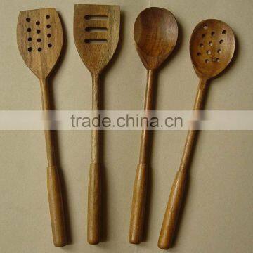 Wood Utensils 4-Pieces Set, Made of Teak Wood