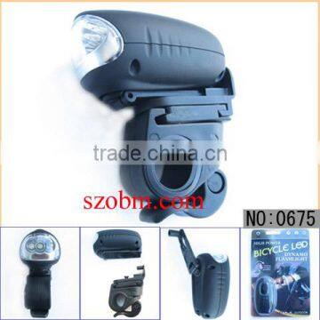 Wholesale-Plastic 3 LED Dynamo Bicycle Head light