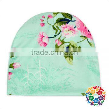 High Quality Floral Cotton Baby Hat With Matched Blanket Soft Infant Cap Hat