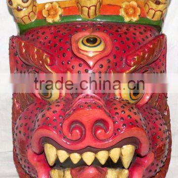 Hand Crafted Wooden Mask of Demon Wall Hanging Made In Nepal