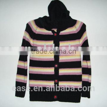 hoody with stripe knit kids sweater cardigan