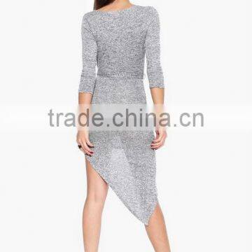 2015 Winter Hot Sale Irregular Half Sleeve Sexy Dress Slimfit Bodycon Dress for Women With Belt Autumn Dress photo-3