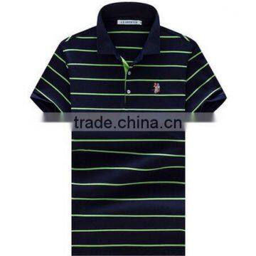 Custom High Quality 180g Stripe Mens 100% Microfiber Polyester Polo Shirts