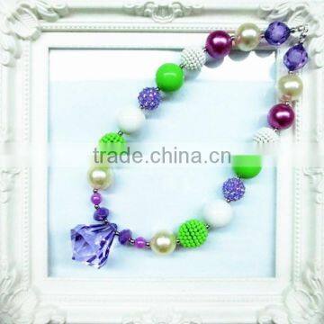 Wholesale Ameriacan Flag BABY GIRL CHUNKY RHINESTONE BEADED NECKLACE photo-4