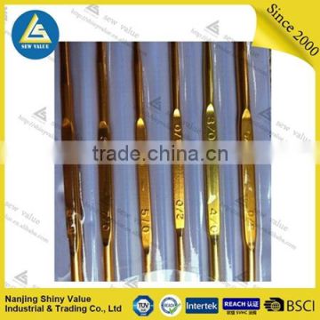 OEM 3/0&4/0 golden double pointed aluminum crochet hook knitting needles