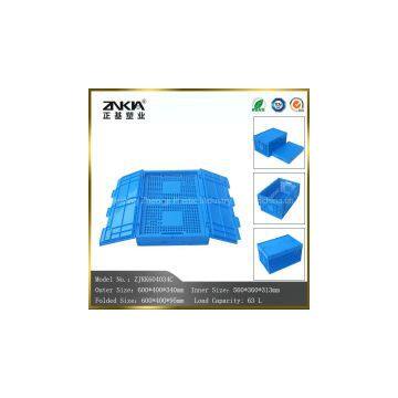 wholesale plastic folding mesh style crate with attached lid