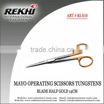 Mayo Operating Scissors Tungstens Blade Half gold 14cm,Surgical Bandage Mayo Operating Scissors Tungstens Blade Half gold 14cm