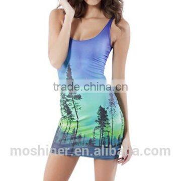 2015 New Tight Sexy Short Dress AURORA SKYE DRESS Digital Printing Mini Skirt Package Hip Cool Summer dress S119-74