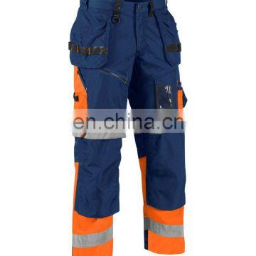 construction worker heavy-duty knee patch multi-pocket work safety reflective trousers