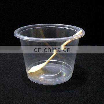 Disposable Plastic Cup Spoon With Lid 300ml Belt Jelly Pudding Yogurt Tea Cup photo-2