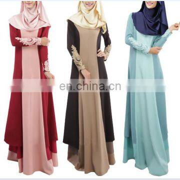 Plus Size Malaysia Dubai Arab Lace Sleeve Kaftan Abaya Muslim Long Maxi Dress