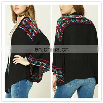 Best Open-front Long Sleeves Vintage Embroidered Kimono For Spring Summer 2018