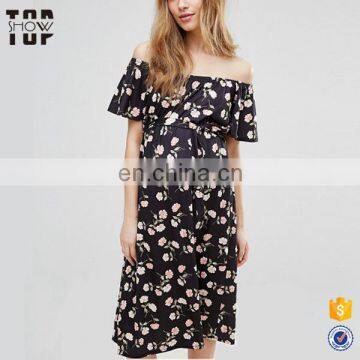 China suppliers floral print midi maternity dress women