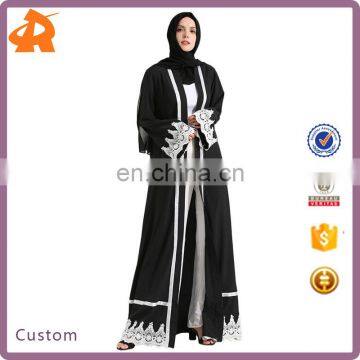 China Factory Custom Muslim Women Maxi Dress Open Abaya Islamic Clothing Lace Dress