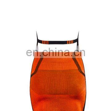 2017 Latest Orange Sleeveless Halter Backless Jacquard Weave Mini Bandage Dress for Birthday Party photo-3