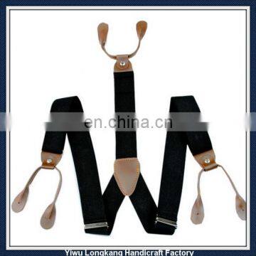 Yiwu fashion high quality leather button suspenders braces suspenders mens suspenders