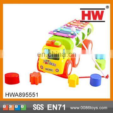 High Quality 27cm Plastic Kid Car Shaped Toy Xylophone With Block