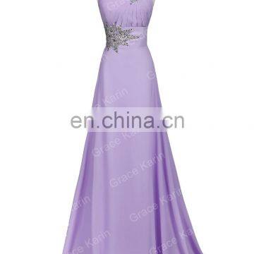 Grace Karin Women Fashion One Shoulder Mermaid Long Beaded Lilac Prom Dress CL2949-8 photo-3