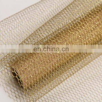 2015 High Quality Nylon Gold Mesh Sequin Fabric