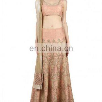 Blush Lengha with Golden Motifs