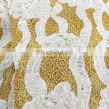 African Guipure Lace /african Wedding Lace Fabric/flower Lace Fabric With Bead photo-5