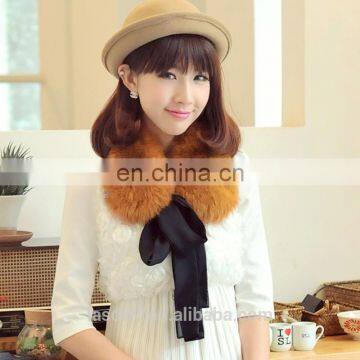 New elegant lady winter fox fur scarf warm fashion accessories khaki