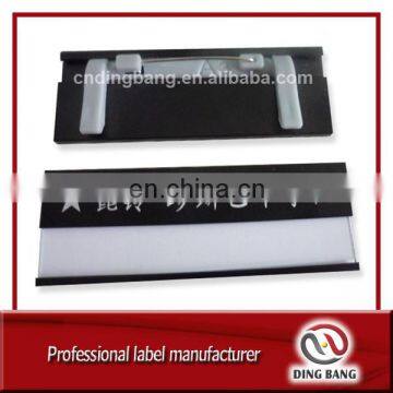 OEM Wholesale Stock Item Custom Logo Printed Aluminum Alloy Material Black Color Painted Metal Reusable Name Badge