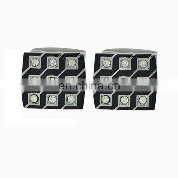 squre shape sliver plated crystal cufflink