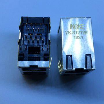 RJSAE-5381-021 YK-812129 2 Port Through Hole RJ45 Modular Connectors 8P8C