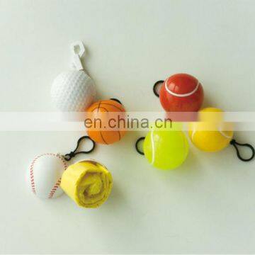 PE DISPOSABLE PONCHO IN BALL WITH KEYCHAIN