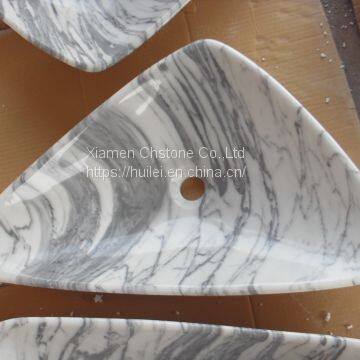 Carrara White Marble Pedestal Sinks,White Marble Wash Basins, Nature Stone Bathroom Sinks