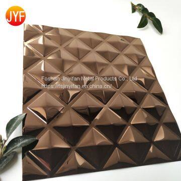 304 3D Pattern Customized Anti-corrosion Stamped Color Coated Stainless Steel Sheet Wall Panel Decoration