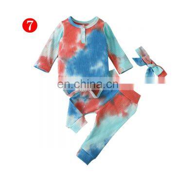 Baby Ripped Clothing Set Tie Dye Toddler Newborn Baby Girls Boys Pant Headband 3pcs Outfits Spring Autumn photo-3