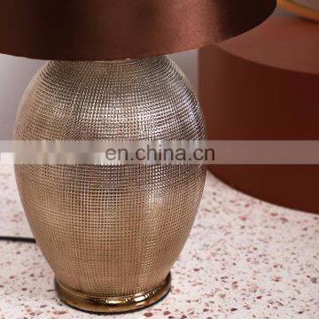 Vintage Design Home Decor Modern Bedside Embossed Surface Gold Ceramic Light for Reading photo-5