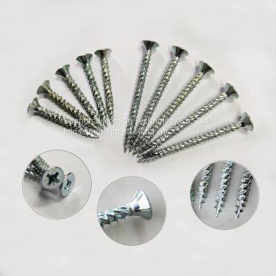 Double countersunk head Chipboard Screw Knurling With 4 Nibs cutting Knurling wood screws