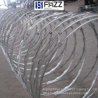 Hot-dip Galvanized or Stainless Steel Concertina Long Razor Barbed Tape Obstacles