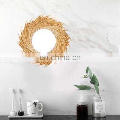 Modern metal moon sun mirror art model room creative  bedroom bedside living room decoration bathroom wall round mirror