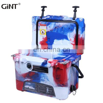 Gint 2021 New Design Rotational Moulding PU cooler box with handle Camo Color for outdoor insulated Cooler