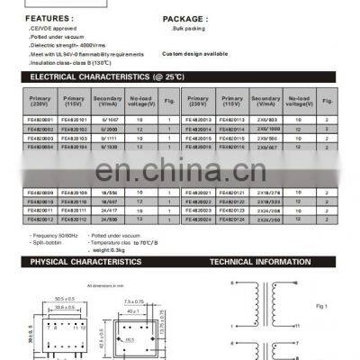 E148 E138 E130 Single Phase Isolated PCB Mount Encapsulated Transformer photo-5