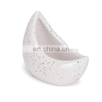 moon shaped dot speckle ceramic flower planter vase for home decor