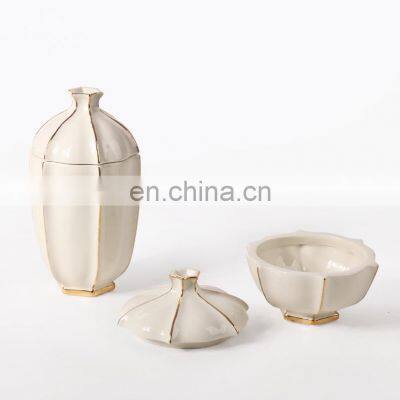 Nordic Style Beige Table Decorative Craft Storage Ceramic Cookie Sugar Jar New for Home Decoration Chinese Modern Art Antique