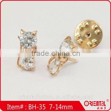 Cute Pussy Cat Shape Clear Stone Plating Metal Brooch photo-2