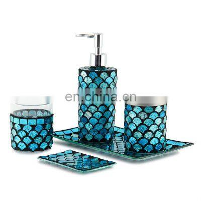 scales style 5 pieces shower curtain set for bathroom modern bathroom vanity set glass and bath accessory set