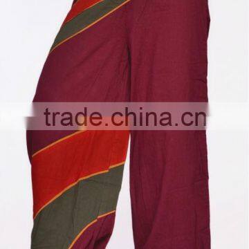 Women Stylish Black and Maroon Color Cotton Harem Pants Trousers Afghani Bottoms photo-2