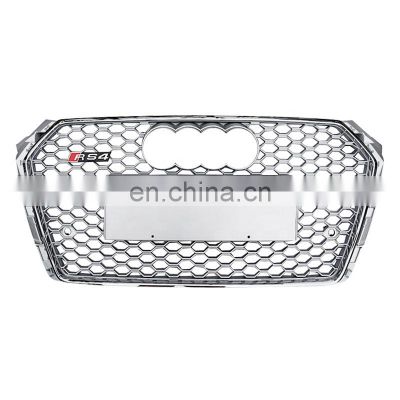 Replacement RS4 car front grille for Audi A4 B9 A4L center honeycomb mesh grille silver high quality bumper grill 2017-2019