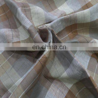 High Quality Linen Color Pure Linen Check Fabric Women's Shirt Fabric Women's Dress Fabric photo-2